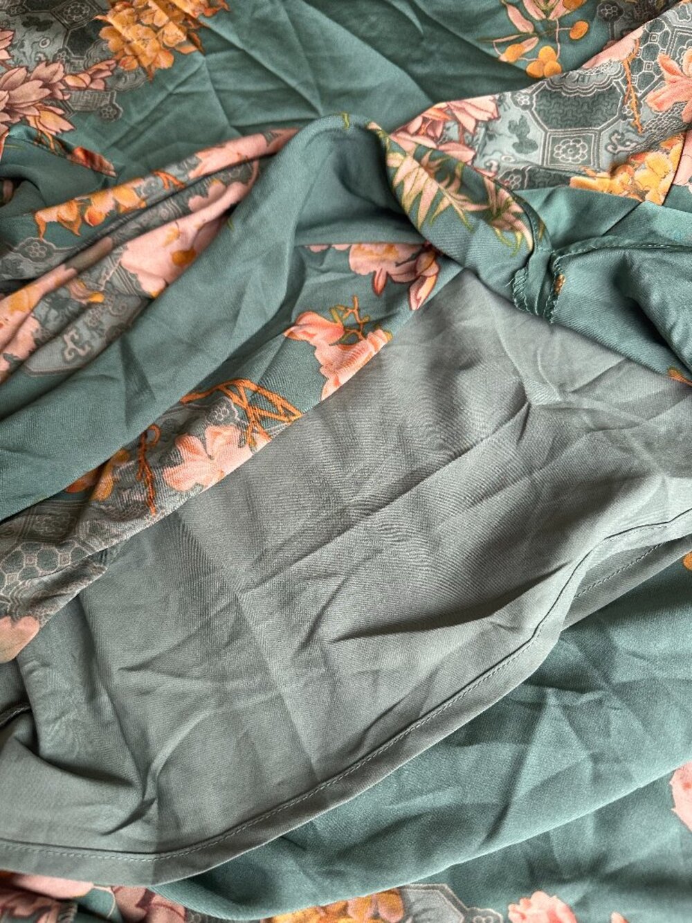 🌿 ACOA Green Floral Satin Bustier Midi Dress Open Tie Back NWT Medium 🌿 - Picture 7 of 7